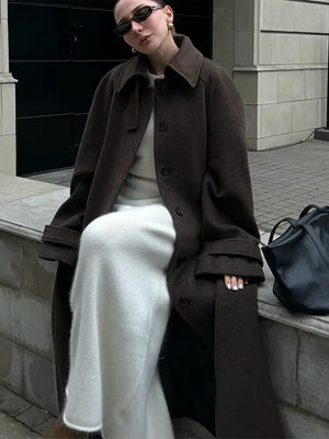 Longline Belted Tweed Coat – Elowen - Bellux