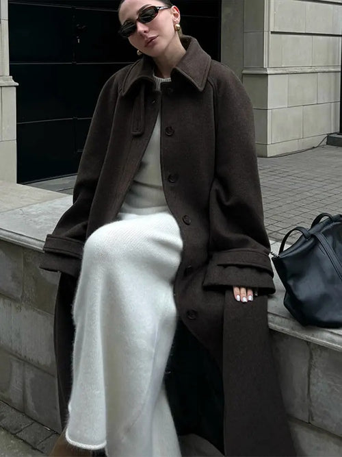 Longline Belted Tweed Coat – Elowen - Bellux