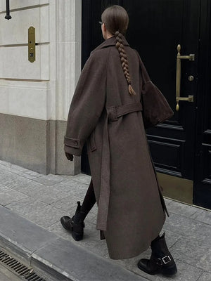 Longline Belted Tweed Coat – Elowen - Bellux