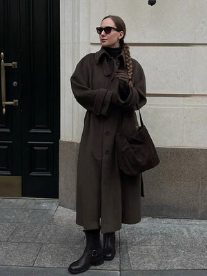 Longline Belted Tweed Coat – Elowen - Bellux