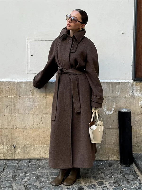Longline Belted Tweed Coat – Elowen - Bellux