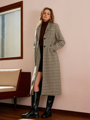 Longline Checked Coat Straight-Cut Midi – Marian - Bellux