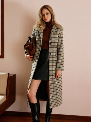 Longline Checked Coat Straight-Cut Midi – Marian - Bellux