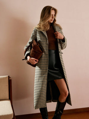 Longline Checked Coat Straight-Cut Midi – Marian - Bellux