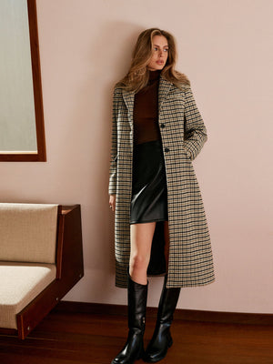 Longline Checked Coat Straight-Cut Midi – Marian - Bellux