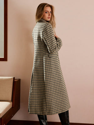 Longline Checked Coat Straight-Cut Midi – Marian - Bellux