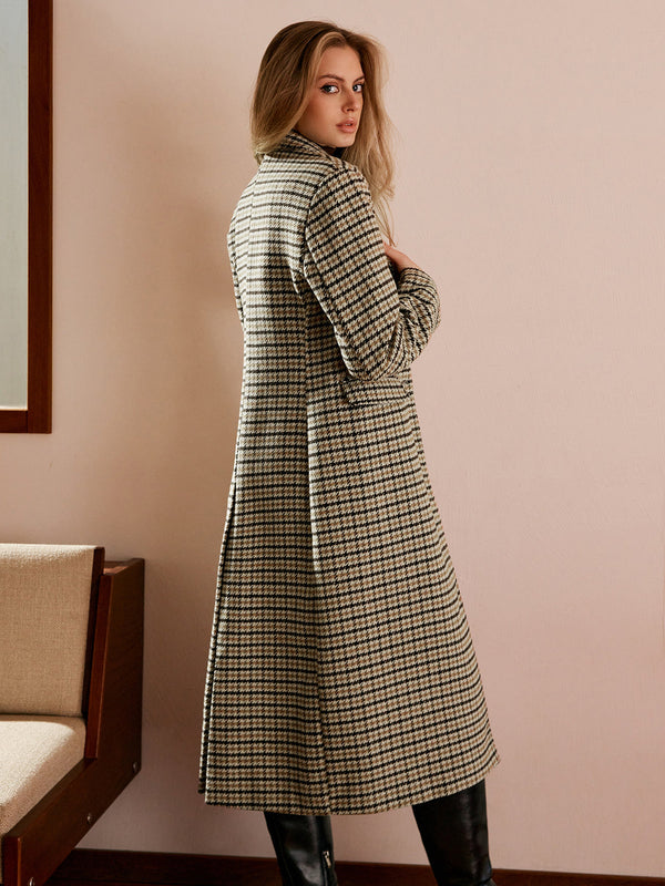 Longline Checked Coat Straight-Cut Midi – Marian - Bellux