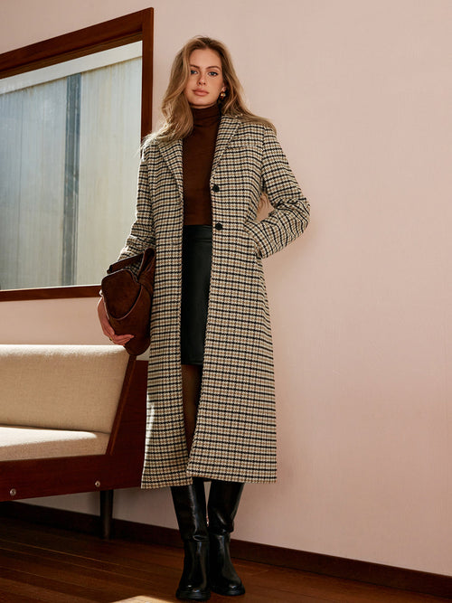 Longline Checked Coat Straight-Cut Midi – Marian - Persimmon - Bellux