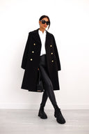 Longline Double-Breasted Coat Tailored Fit – Adeline - Black - Bellux