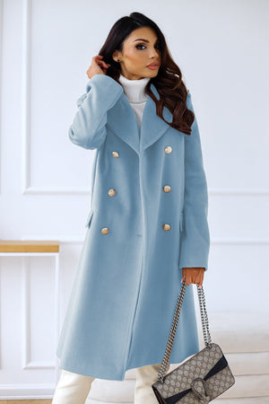 Longline Double-Breasted Coat Tailored Fit – Adeline - Blue - Bellux