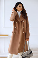 Longline Double-Breasted Coat Tailored Fit – Adeline - Brown - Bellux