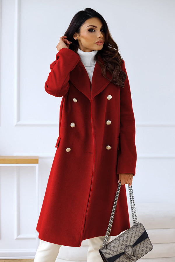 Longline Double-Breasted Coat Tailored Fit – Adeline - Red - Bellux