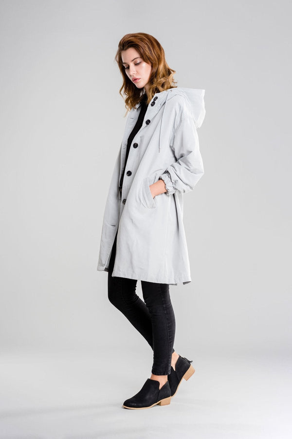 Longline Hooded Coat Lightweight Relaxed Fit - Cordelia - Bellux