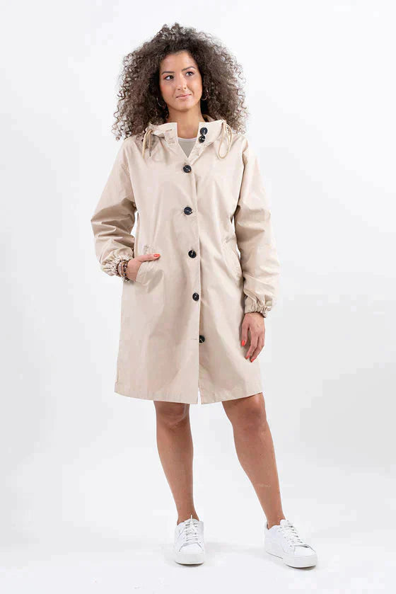 Longline Hooded Coat Lightweight Relaxed Fit - Cordelia - Bellux