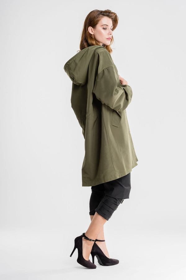 Longline Hooded Coat Lightweight Relaxed Fit - Cordelia - Bellux