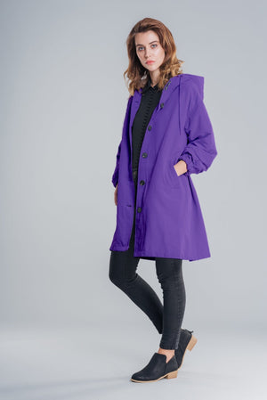 Longline Hooded Coat Lightweight Relaxed Fit - Cordelia - Bellux