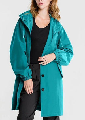 Longline Hooded Coat Lightweight Relaxed Fit - Cordelia - Turquoise - Bellux