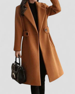 Longline Maxi Coat Tailored Waist – Evelina - Brown - Bellux