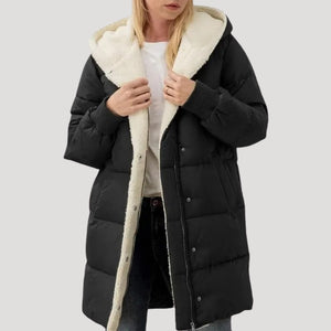 Longline Puffer Coat Insulated Faux-Fur Lined – Isla - Black - Bellux