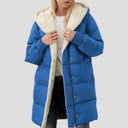 Longline Puffer Coat Insulated Faux-Fur Lined – Isla - Blue - Bellux