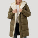 Longline Puffer Coat Insulated Faux-Fur Lined – Isla - Green - Bellux