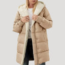 Longline Puffer Coat Insulated Faux-Fur Lined – Isla - Khaki - Bellux