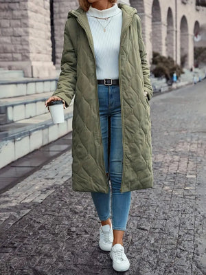 Longline Quilted Hooded Coat Insulated Cotton-Filled – Alma - Bellux