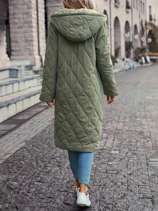 Longline Quilted Hooded Coat Insulated Cotton-Filled – Alma - Bellux
