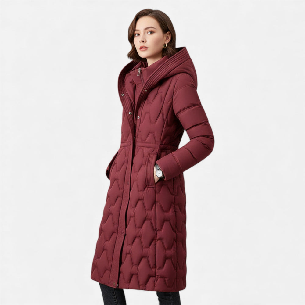 Longline Quilted Hooded Coat Insulated Water-Resistant - Bellux
