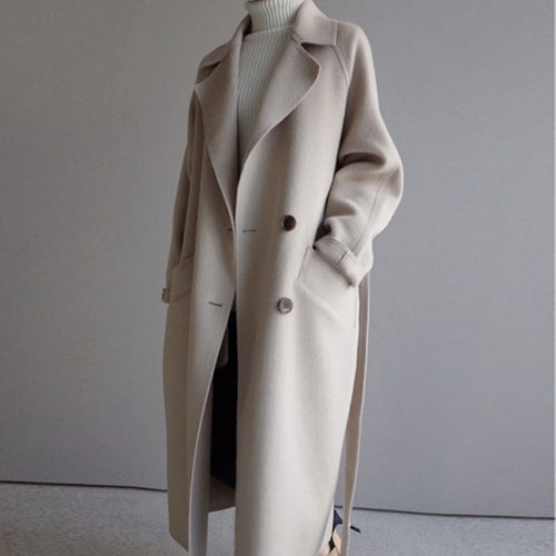 Longline Tailored Wool Coat – Rosalind - Off White - Bellux
