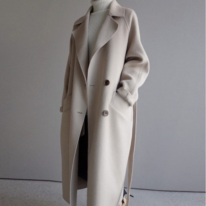 Longline Tailored Wool Coat – Rosalind - Off White - Bellux