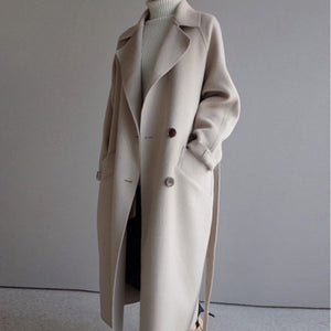 Longline Tailored Wool Coat – Rosalind - Off White - Bellux