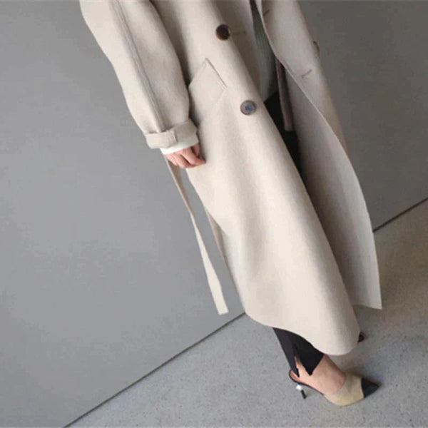 Longline Tailored Wool Coat – Rosalind - Off White - Bellux