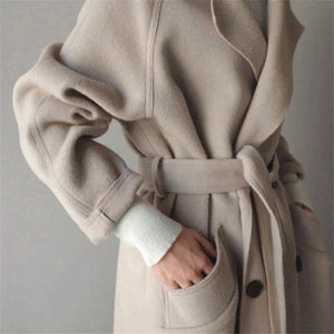 Longline Tailored Wool Coat – Rosalind - Off White - Bellux