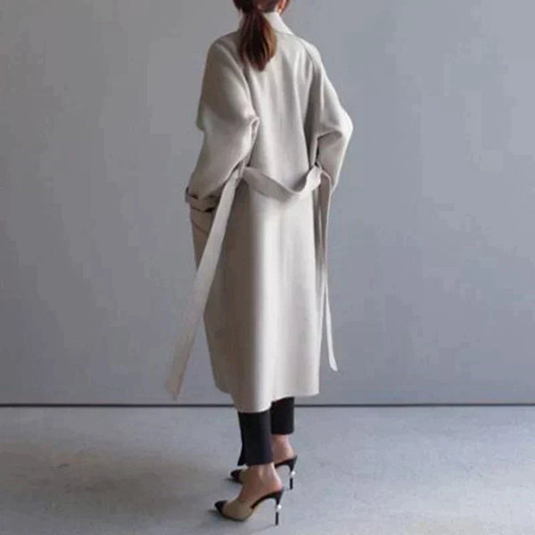 Longline Tailored Wool Coat – Rosalind - Off White - Bellux