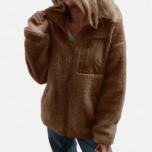 Longline Teddy Coat Relaxed Fit Wool-Blend – Arabella - Brown - Bellux