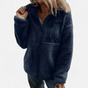 Longline Teddy Coat Relaxed Fit Wool-Blend – Arabella - Navy Blue - Bellux