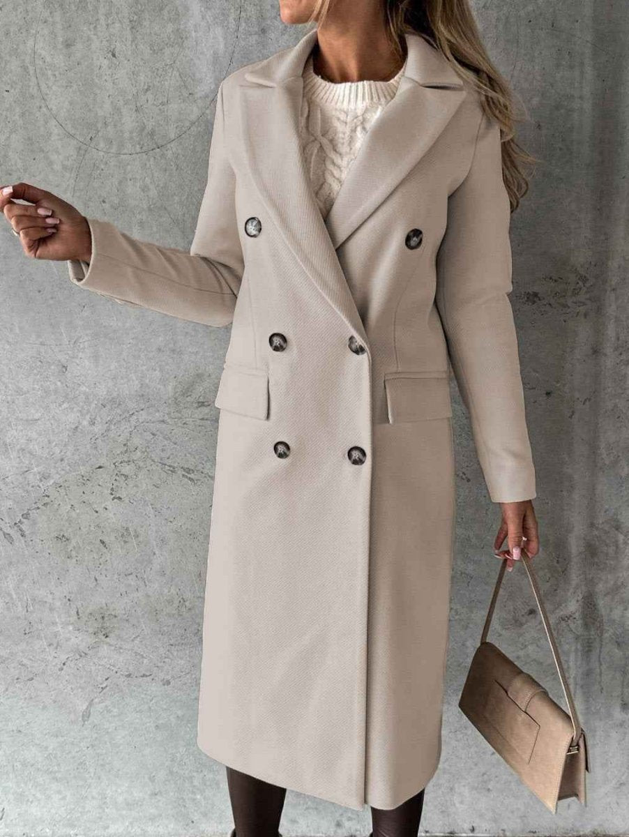 Longline Trench Coat Tailored Fit Belted – Meredith - Beige - Bellux