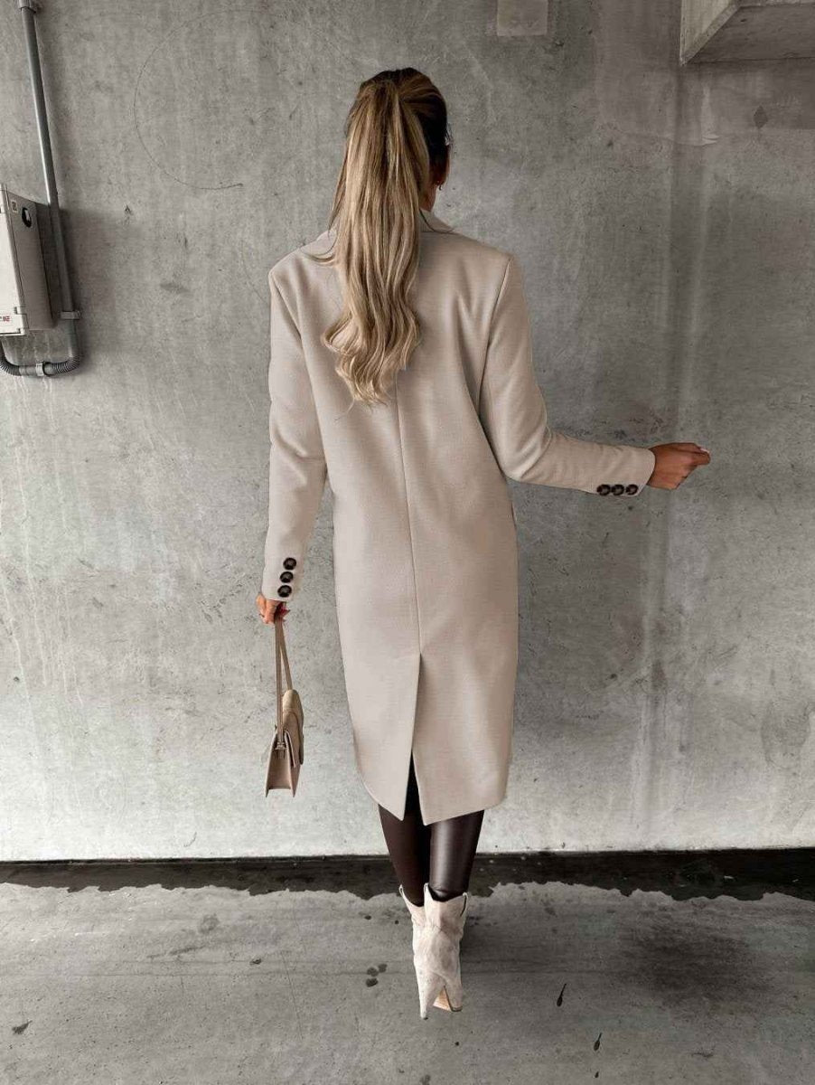 Longline Trench Coat Tailored Fit Belted – Meredith - Beige - Bellux