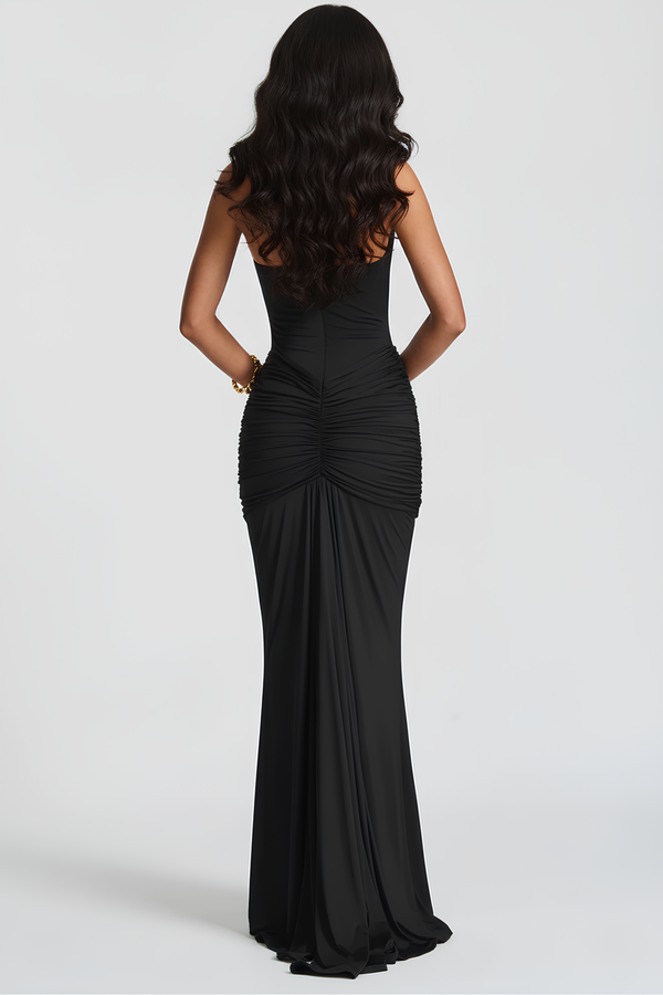 Maxi Dress Elegant Neckline – Sable - Bellux