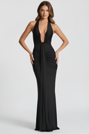 Maxi Dress Elegant Neckline – Sable - Black - Bellux