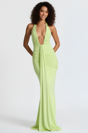 Maxi Dress Elegant Neckline – Sable - Green - Bellux