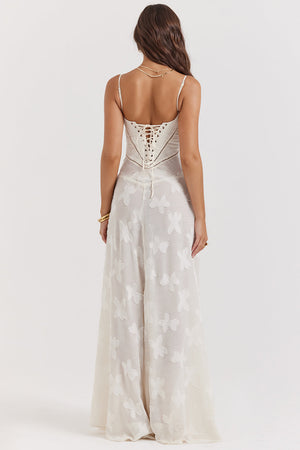 Maxi Dress with Square Neck Floral Jacquard – Felicity - Bellux