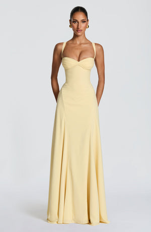 Maxi Gown Sculpted Waist – Celeste - Butter Yellow - Bellux