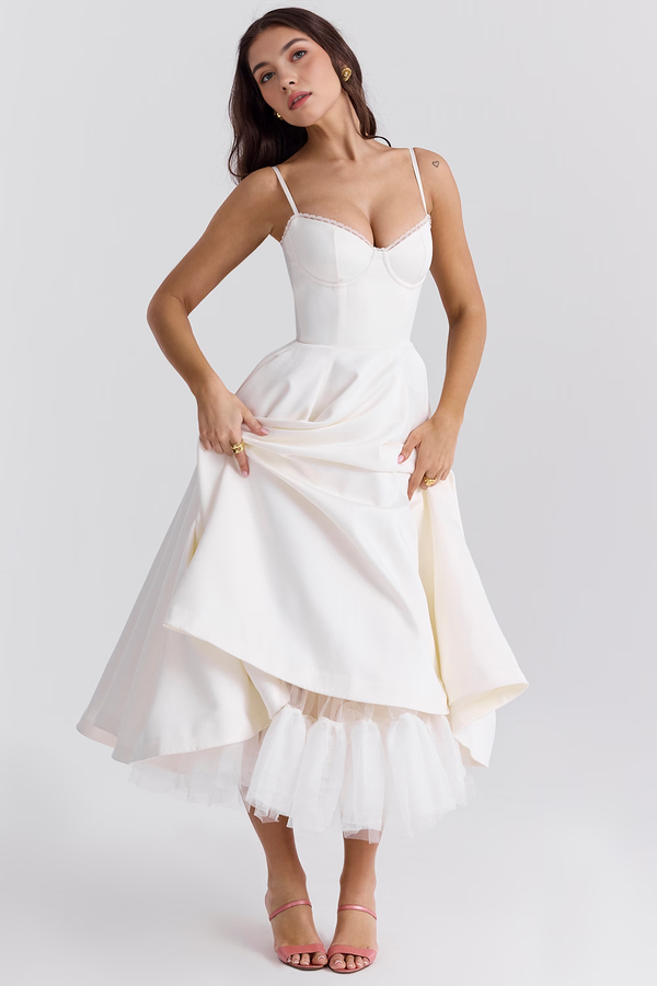 Midi Dress Double-Layer Underwired Satin – Esme - Bellux