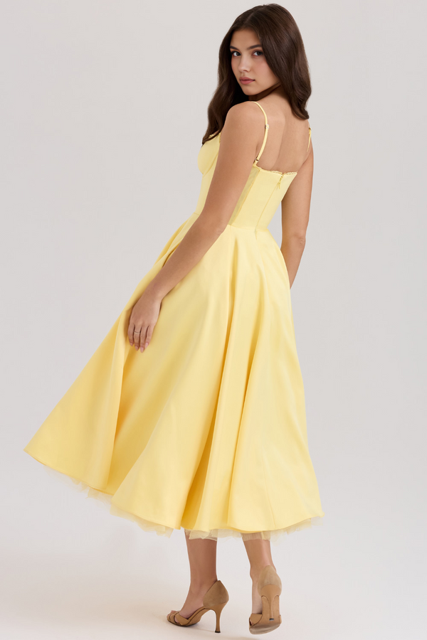 Midi Dress Double-Layer Underwired Satin – Esme - Bellux