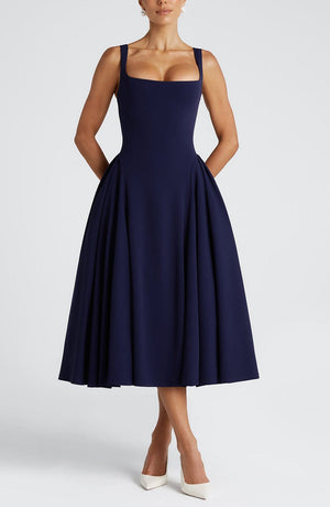 Midi Dress Figure-Flattering Stretch Crepe – Rosina - Bellux