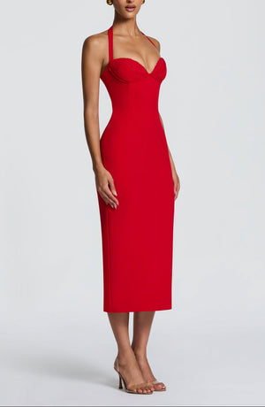Midi Pencil Dress Lace Trim – Enya - Bellux