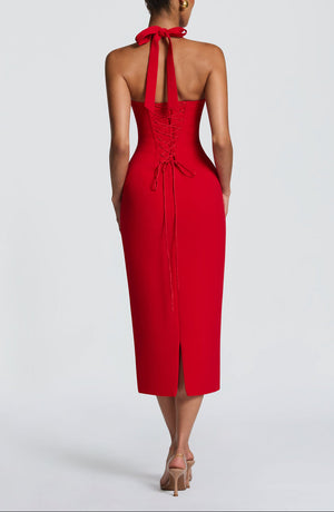 Midi Pencil Dress Lace Trim – Enya - Bellux