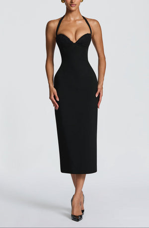 Midi Pencil Dress Lace Trim – Enya - Bellux